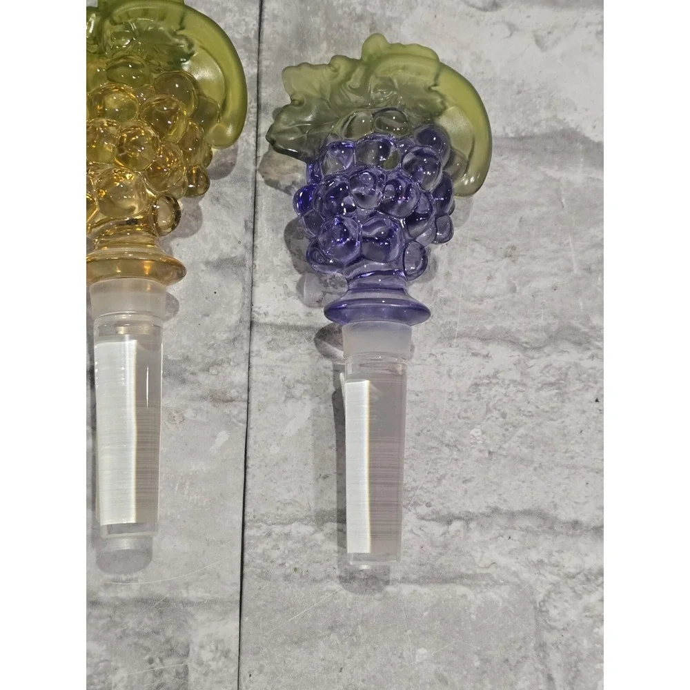 Mikasa Wine Bottle Stoppers‎ In Original Box Set of 2 Chablis Blown Glass Purple